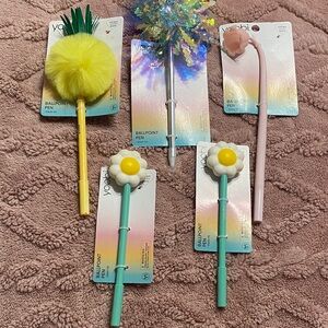 Yoobi Novelty Ballpoint Pen Pack - Yellow, Pink, Teal, Silver